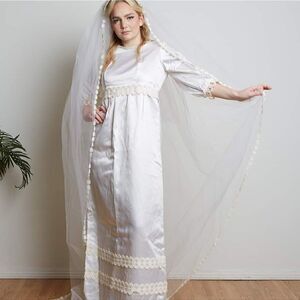 Vintage 60s 70s Satin Wedding Gown 